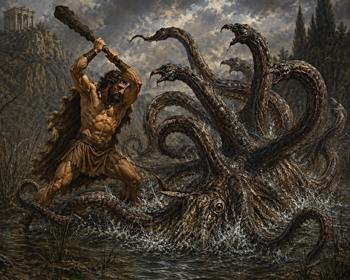 Herakles k�mpft gegen die Lern�ische Hydra