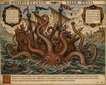 Kraken greift Segelschiff an